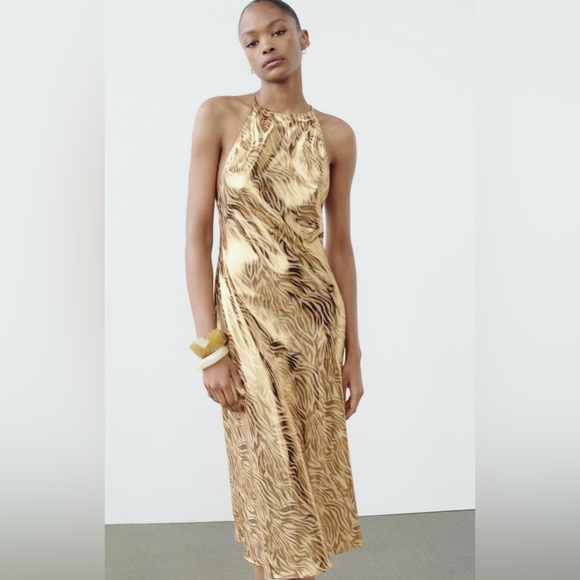ZARA  FOIL ANIMAL PRINT DRESS - Picture 7 of 13